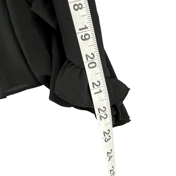 Carmen Marc Valvo Top Womens S Black Chiffon Ruffle Lightweight Coquette Blouse - Picture 10 of 16